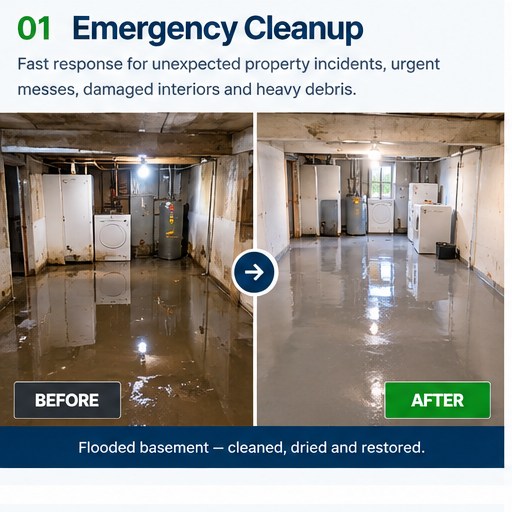 Illustrative before-and-after example for emergency cleanup
