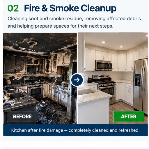 Illustrative before-and-after example for fire & smoke cleanup