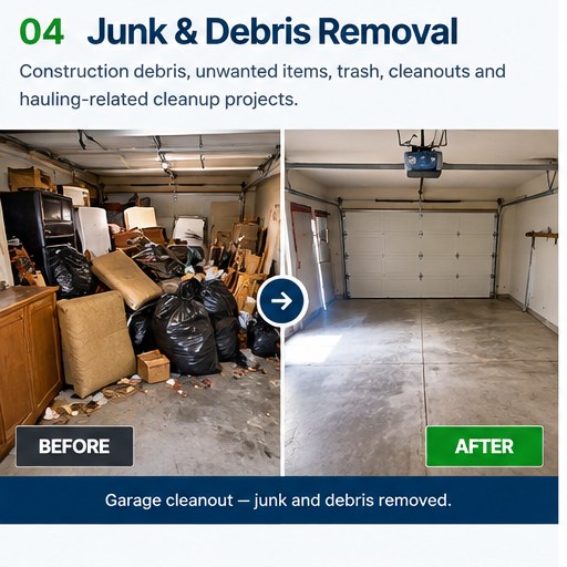 Illustrative before-and-after example for junk & debris removal