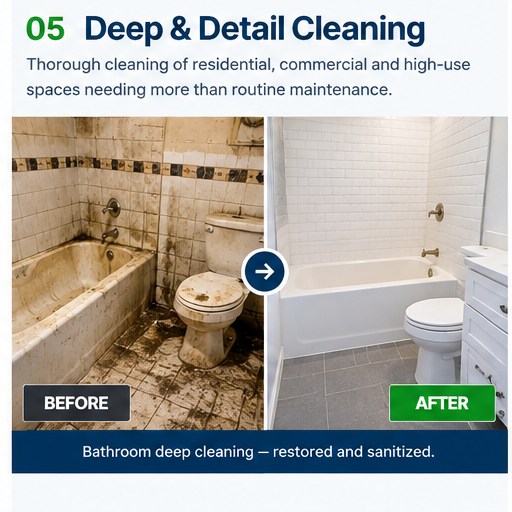Illustrative before-and-after example for deep & detail cleaning