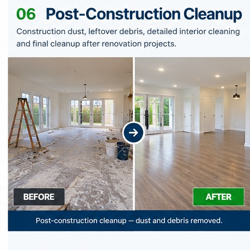 Illustrative before-and-after example for post-construction cleanup
